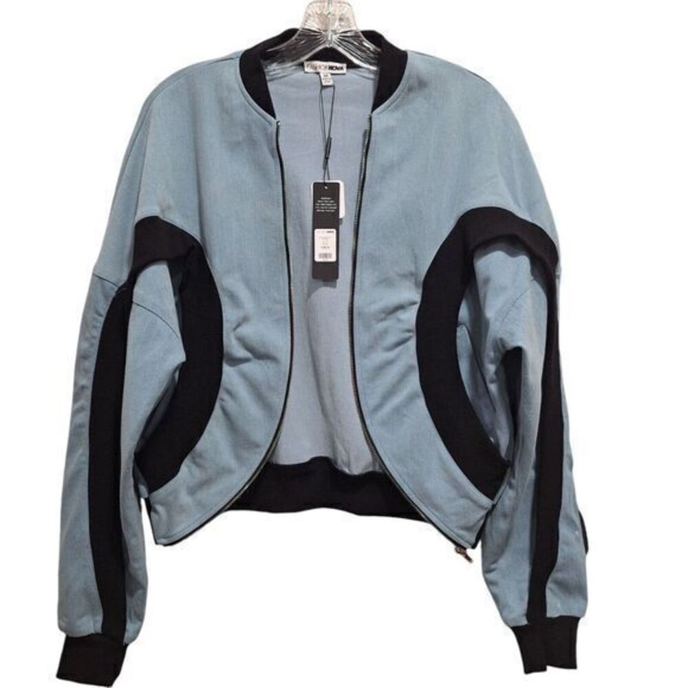 Fashion Nova Jacket Size M‎ With Full Zip 2 Pockets Color Blue for Women
